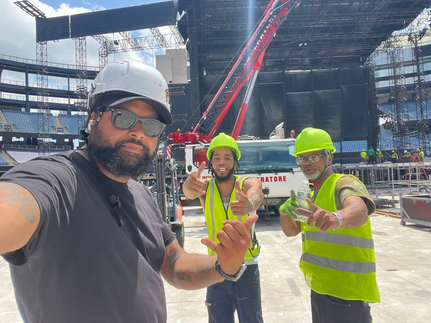 Crew on scaffolding